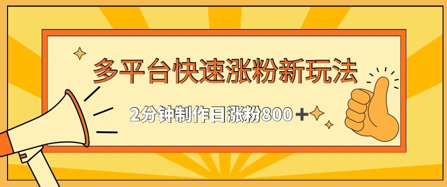 多平台快速涨粉最新玩法，2分钟制作，日涨粉800+【揭秘】-有道资源网