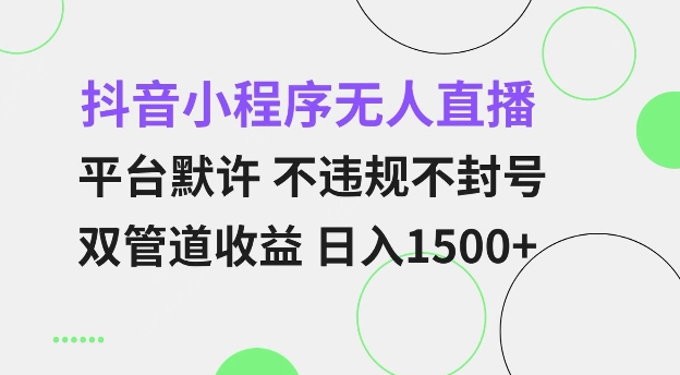 抖音小程序无人直播 平台默许 不违规不封号 双管道收益 日入多张 小白也能轻松操作【仅揭秘】-有道资源网