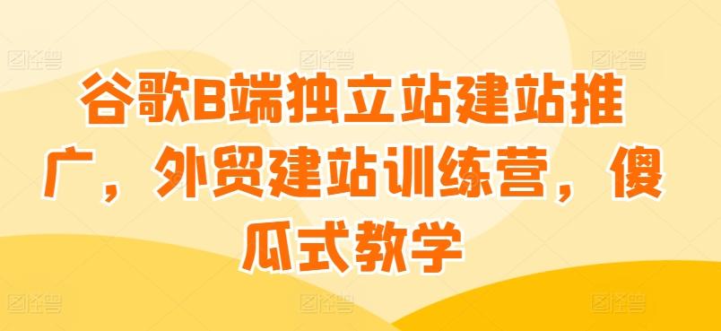 谷歌B端独立站建站推广，外贸建站训练营，傻瓜式教学-有道资源网