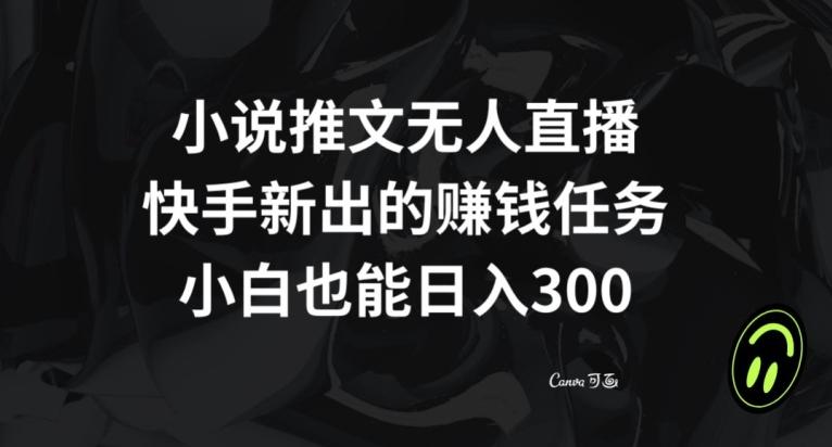 小说推文无人直播，快手新出的赚钱任务，小白也能日入300+【揭秘】-有道资源网