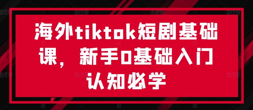 海外tiktok短剧基础课，新手0基础入门认知必学-有道资源网