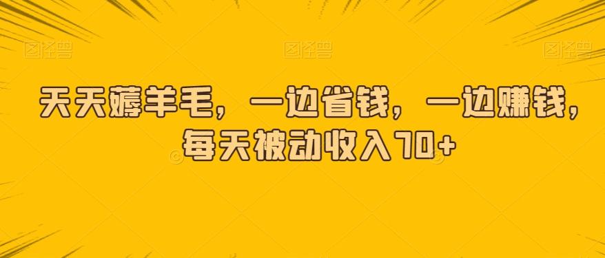 天天薅羊毛，一边省钱，一边赚钱，每天被动收入70+-有道资源网