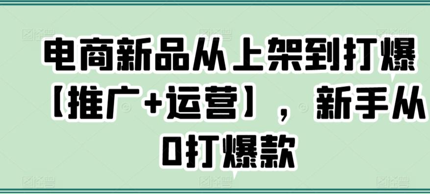 电商新品从上架到打爆【推广+运营】，新手从0打爆款-有道资源网