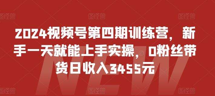 2024视频号第四期训练营，新手一天就能上手实操，0粉丝带货日收入3455元-有道资源网