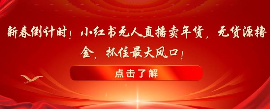 新春倒计时！小红书无人直播卖年货，无货源撸金，抓住最大风口【揭秘】-有道资源网