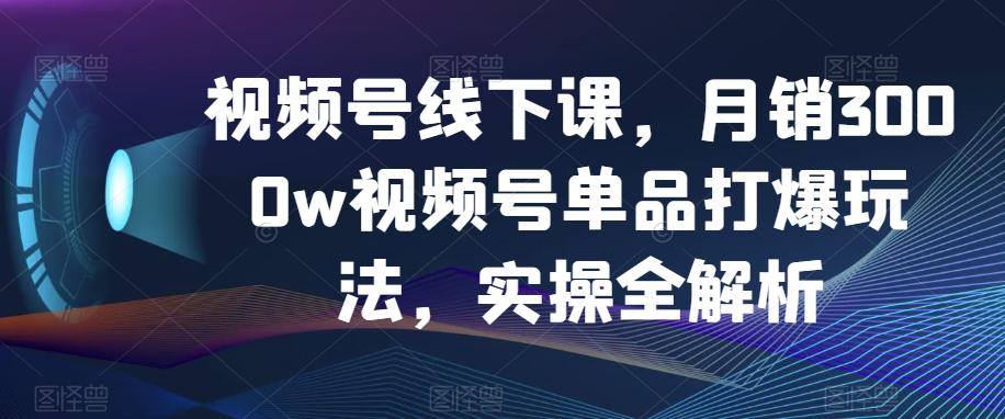 视频号线下课，月销3000w视频号单品打爆玩法，实操全解析-有道资源网