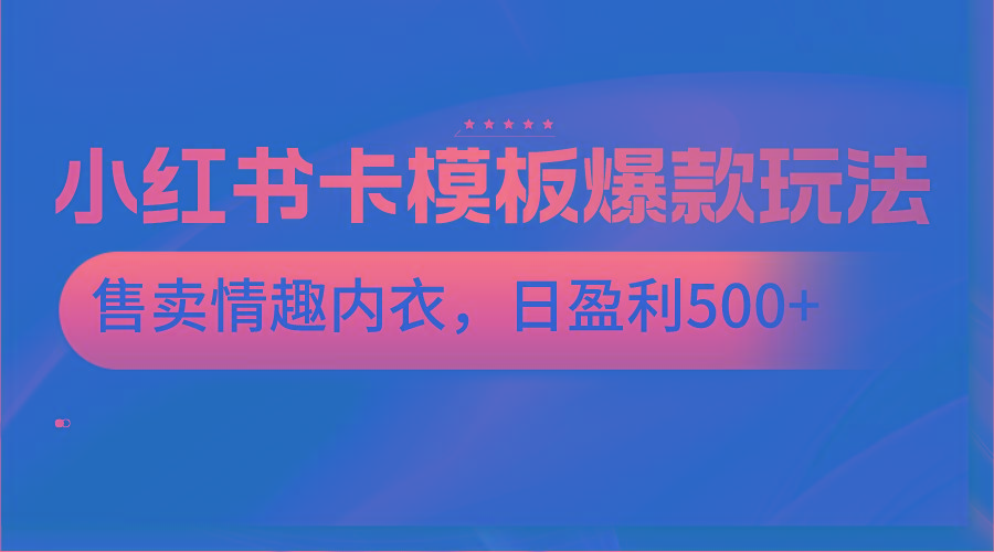 小红书卡模板爆款玩法，售卖情趣内衣，日盈利500+-有道资源网