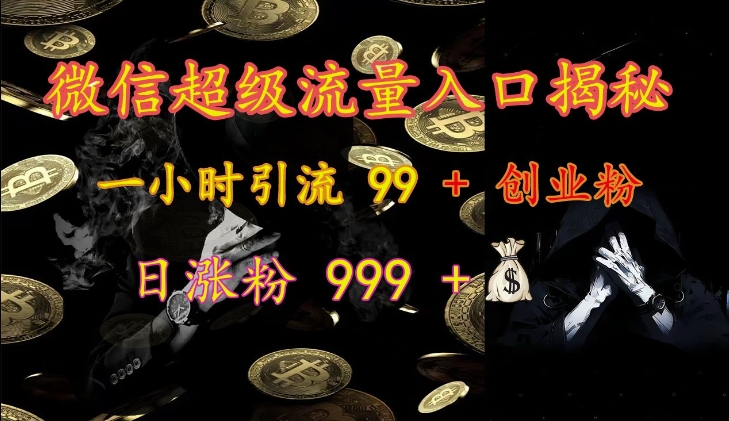 微信超级流量入口揭秘：一小时引流 99 + 创业粉，日涨粉 999 +-有道资源网