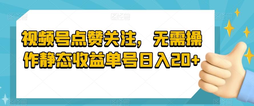 视频号点赞关注，无需操作静态收益单号日入20+-有道资源网