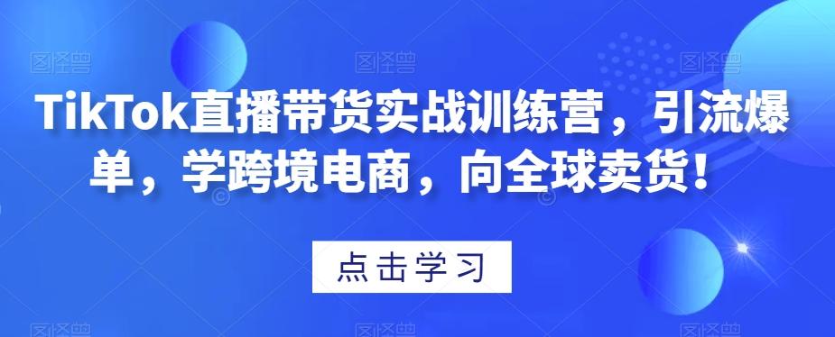 TikTok直播带货实战训练营，引流爆单，学跨境电商，向全球卖货！-有道资源网