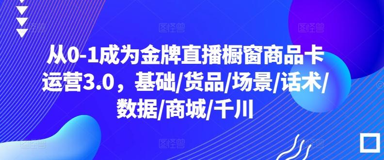 从0-1成为金牌直播橱窗商品卡运营3.0，基础/货品/场景/话术/数据/商城/千川-有道资源网