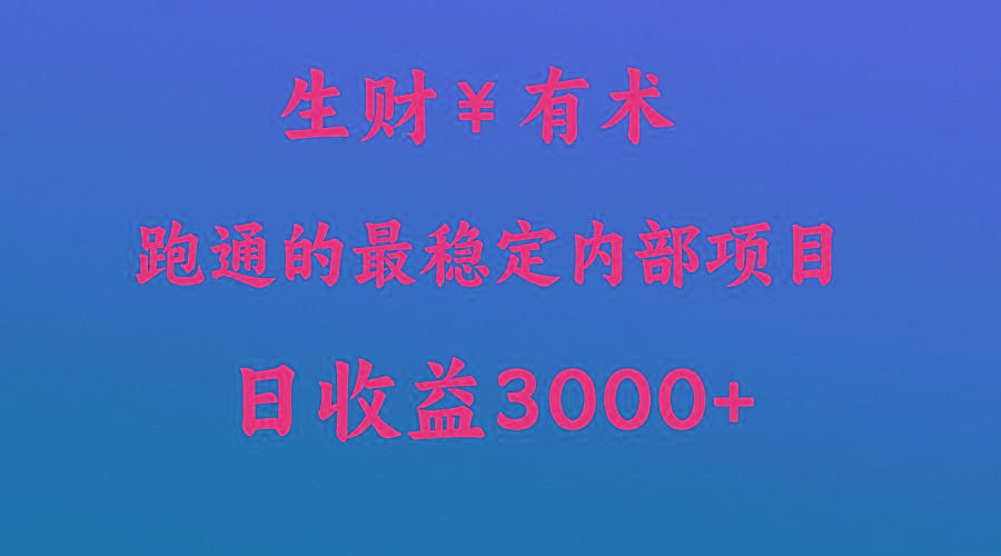 高手赚钱的秘密，生财有术跑通的最稳定内部项目，每天收益几千+，月入过N万，你不…-有道资源网