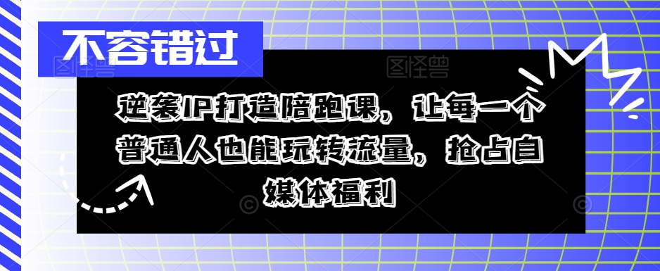 逆袭IP打造陪跑课，让每一个普通人也能玩转流量，抢占自媒体福利-有道资源网