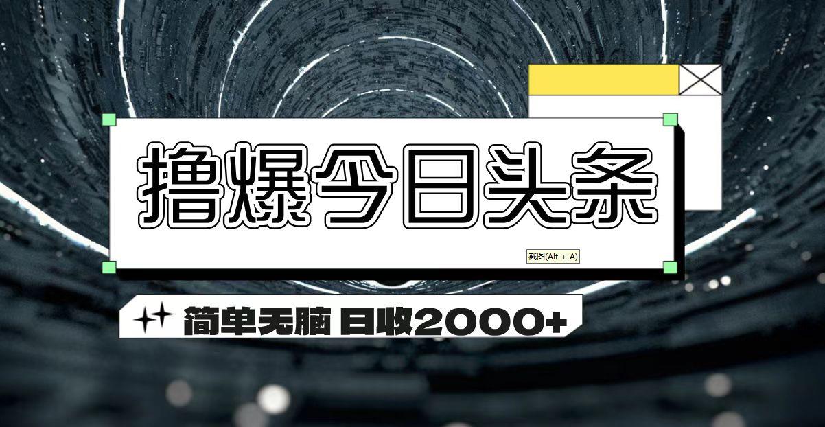 撸爆今日头条 简单无脑操作 日收2000+-有道资源网