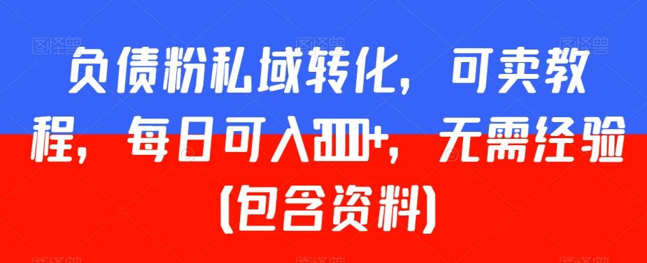 负债粉私域转化，可卖教程，每日可入2000+，无需经验（包含资料）【揭秘】-有道资源网