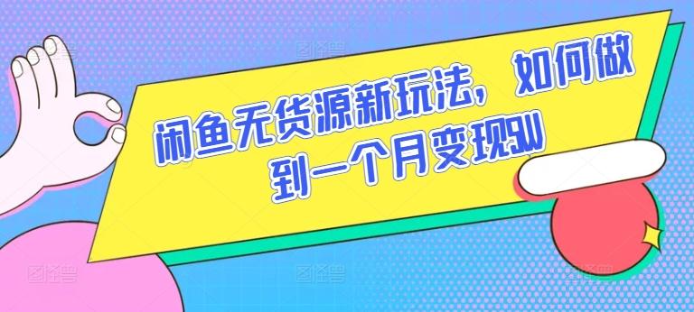 闲鱼无货源新玩法，如何做到一个月变现5W【揭秘】-有道资源网