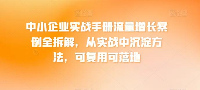 中小企业实战手册流量增长案例全拆解，从实战中沉淀方法，可复用可落地-有道资源网