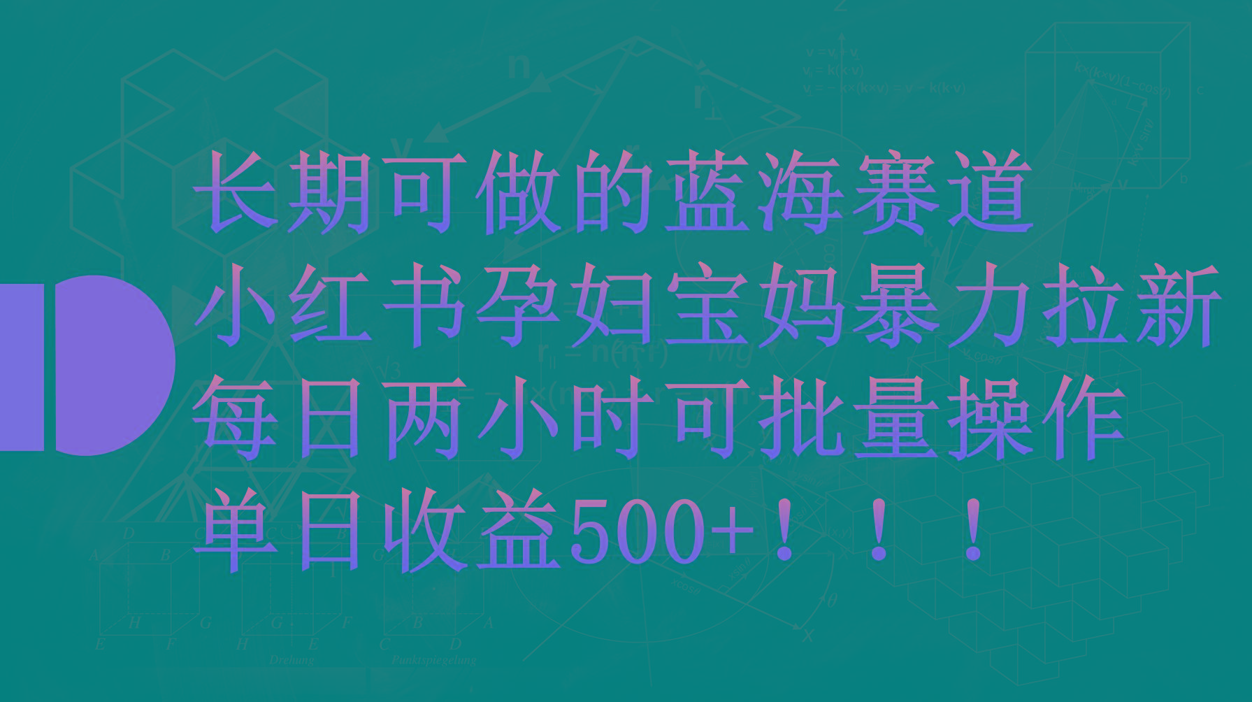 (9952期)小红书孕妇宝妈暴力拉新玩法，每日两小时，单日收益500+-有道资源网