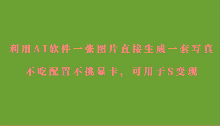 利用AI软件只需一张图片直接生成一套写真，不吃配置不挑显卡，可用于S变现-有道资源网