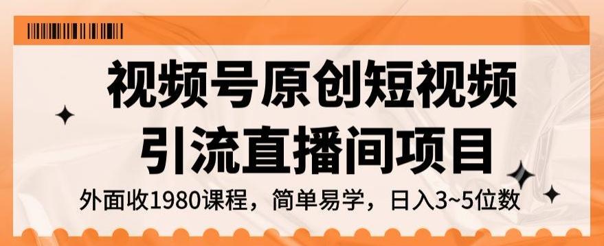 视频号原创短视频引流直播间项目，日入3~5五位数【揭秘】-有道资源网