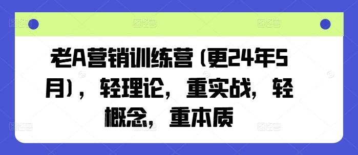 老A营销训练营(更24年6月)，轻理论，重实战，轻概念，重本质-有道资源网