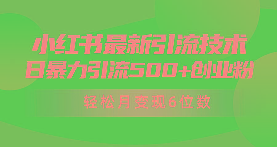 (9871期)日引500+月变现六位数24年最新小红书暴力引流兼职粉教程-有道资源网