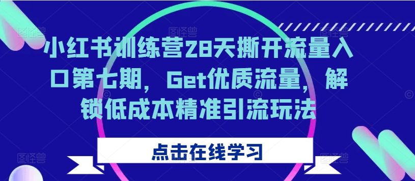 小红书训练营28天撕开流量入口第七期，Get优质流量，解锁低成本精准引流玩法-有道资源网