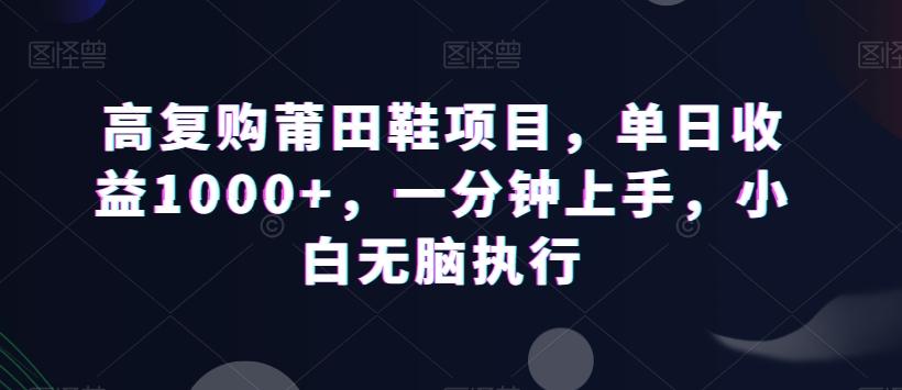 高复购莆田鞋项目，单日收益1000+，一分钟上手，小白无脑执行-有道资源网