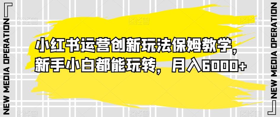 小红书运营创新玩法保姆教学，新手小白都能玩转，月入6000+【揭秘】-有道资源网