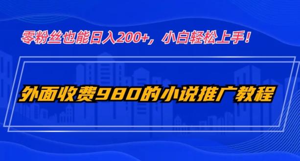 外面收费980的小说推广教程：零粉丝也能日入200+，小白轻松上手！-有道资源网